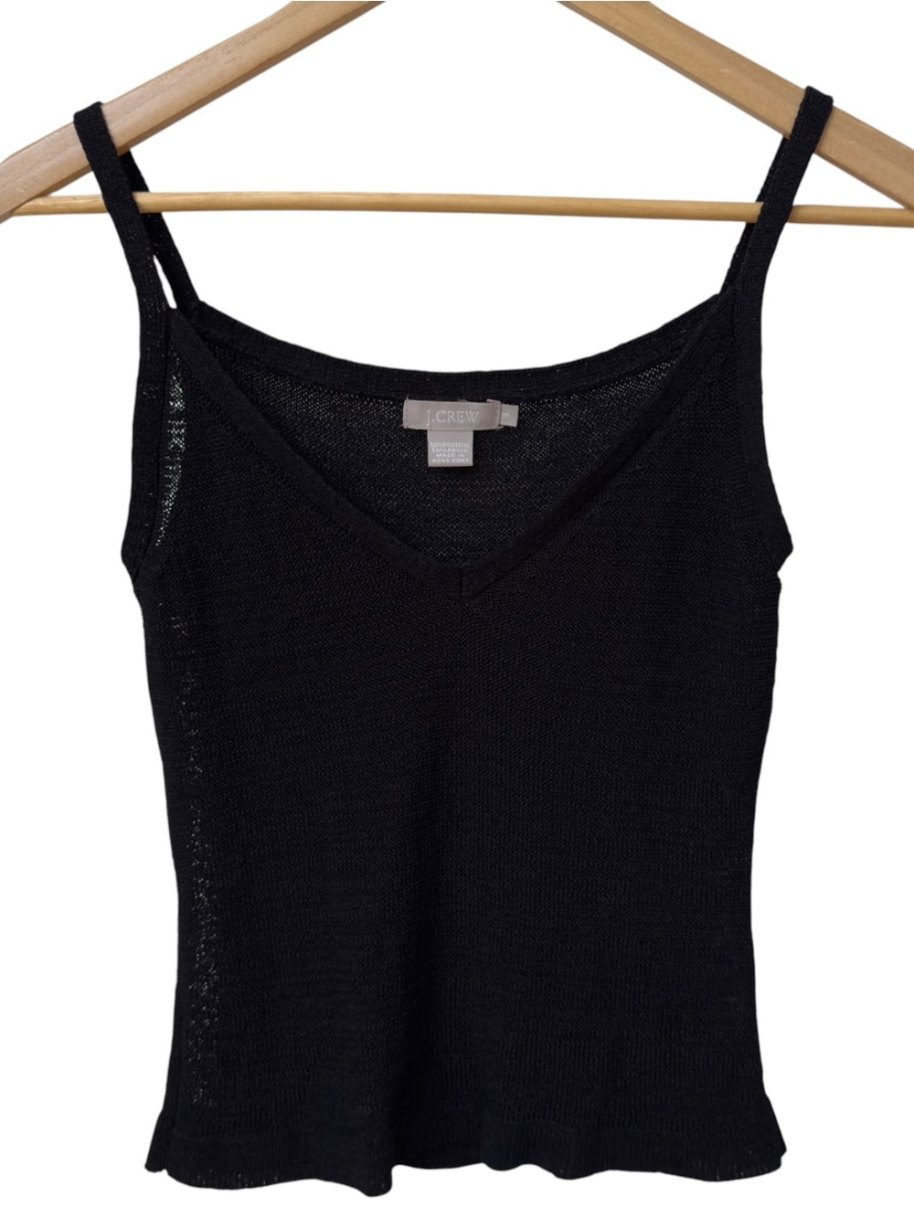 J. Crew Black Fine Knit Strappy V-Neck Semi-Sheer Cami Tank Top. Small.
